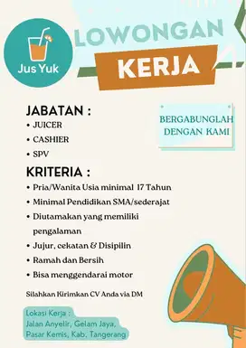Lowongan Kerja Jus Yuk ✅