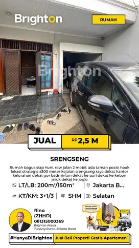 Rumah siap huni jalan Salim Mandor dekat SDIT Abata Srengseng Jakbar