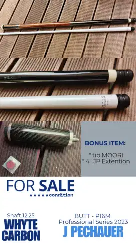 Play Cue Billiard JPeachour  Pro x White Carbon 12.25