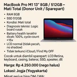 MacBook Pro M1 13” 8GB / 512GB – Mati Total (Donor Unit / Sparepart)