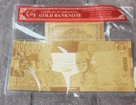 Gold bank note Uang Rp 100.000, sertifikat, Baru
