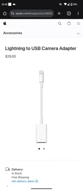 Apple iPhone iPad adapter camera usb