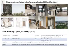 DiJual Apartemen Yukata Suites Tangerang Selatan 2 BR Semi Furnished