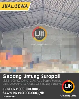 Dijual Gudang Baru Siap Pakai Bebas Banjir Untung Suropati Semarang