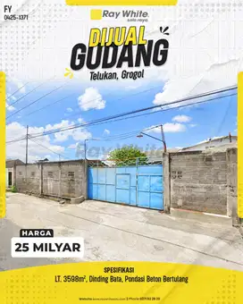 Dijual Gudang Siap Pakai Akses Lebar di Telukan, Grogol