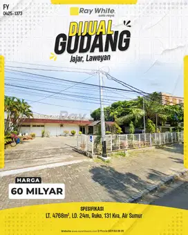 Dijual Gudang Strategis Laweyan Dekat Exit Toll Klodran