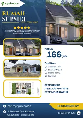 FREE BPHTB, AJB DAN MEJA DAPUR RUMAH SUBSIDI DEKAT PARE