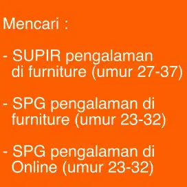 Lowongan Kerja/Wanita/Pria/SPG/Supir/Online/Marketing/Toko/Depok
