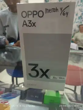 Oppo A3x 4+4/64gb baru garansi resmi bisa TT Kredit