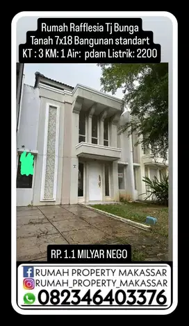 Rumah Rafflesia Tj Bunga Tanah 7x18 Bangunan standart KT : 3 KM: 1
