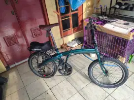 Sepeda Lipat Exotic 20inch 7 Speed & Stang Kumis + Keranjang Sepeda