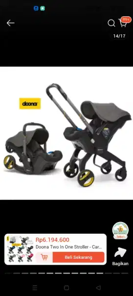 Stroller 2in1 car seat kesayangan warna abu