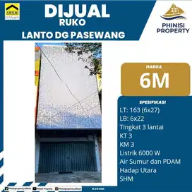 Dijual Ruko dalam Kota di Jalan Lanto Dg Pasewang