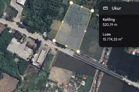 Kavling Tanah 1,6H pinggir jalan Baru, Karawang Timur, cck Gudang
