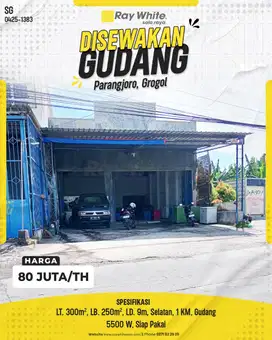 Disewakan Gudang Kecil di Parangjoro, Grogol