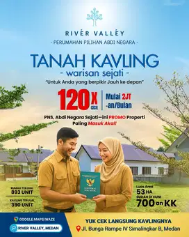 Dijual unit kavling Di perumahan river valley resort home