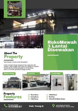 Disewakan Ruko 3 Lantai mewah dan Baru
