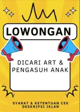 Lowongan pekerjaan ART dan pengasuh jatimulya dkt pasar pucung