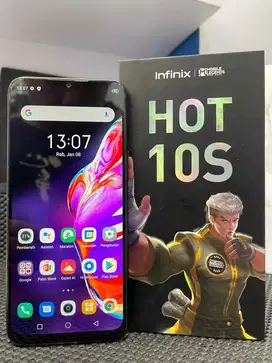 Infinix Hot 10s 6/128GB Black Second Komplit Battery 6000mAh