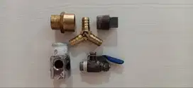 Cabang tiga selang gas soket drat 1/2 kuningan &pvc klem stop kran 1/4