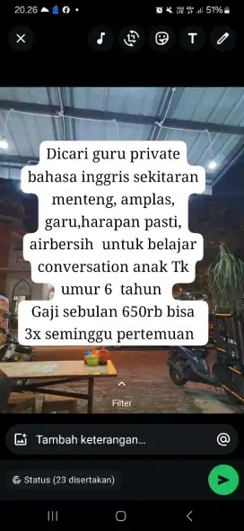 Dicari guru private dateng kerumah khusus bahasa inggris conversation