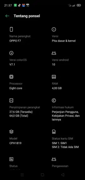 Oppo F7 4/64 Jual murah