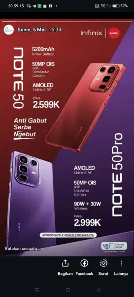 Ready STOK INFINIX NOTE 50