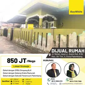 Dijual Cepat Rumah di Jl Netar Jaya Kel 8 Ilir Kota Palembang