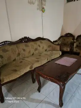 1 set kursi Tamu kayu jati asli