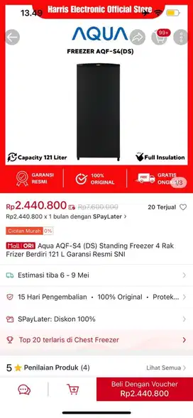 kulkas freezer ASIP murah AQUA AQF S4