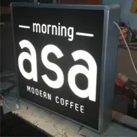 Neon box sign papan nama akrilik huruf timbul letter aneka Stiker Kaca