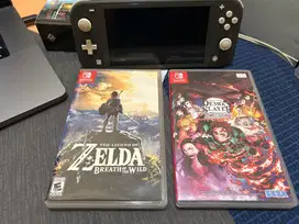 Nintendo switch lite Full Set OFW + zelda BOTW + Demon slayer THC
