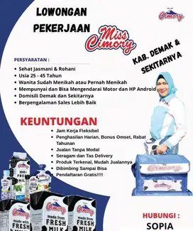 LOWONGAN PEKERJAAN MISS CIMORY DEMAK