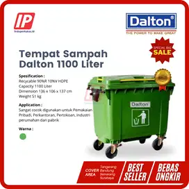 Dalton Tempat Sampah Roda 1100 Liter Plastik HDPE Ukuran Besar Limbah