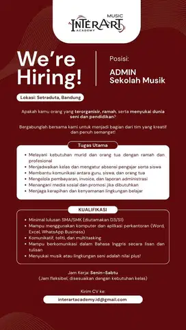 LoKer ADMIN sekolah musik