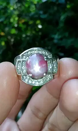 RUBY STAR TAJEM BIRMA RING PERAK MICROSETING KODE 925.