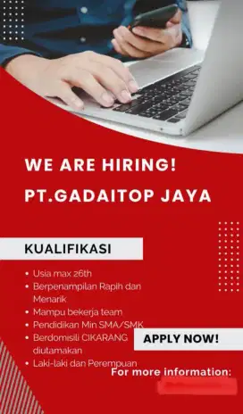 Loker Gadaitop Cikarang