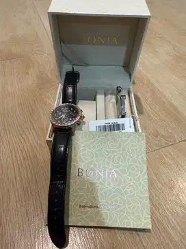 PL jam tangan bonia leather hitam authentic