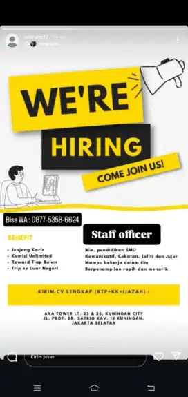Loker untuk area Jakarta selatan