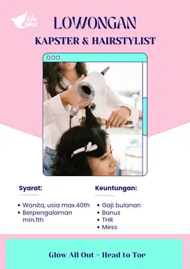 Lowongan Kerja Kapster & Hair stylist salon wanita