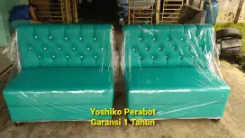 Yoshiko perabot - sofa cafe kancing warna hijau tosca