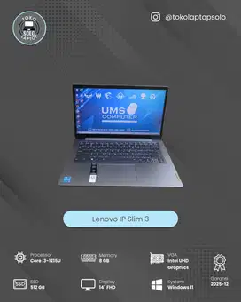 LENOVO IDEAPAD SLIM 3 INTEL CORE i3-1215U RAM 8GB SSD 512GB GARANSI ON