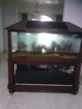 DIJUAL Aquarium 1 meter 1/2 kayu jati