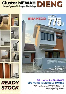 RUMAH DIENG SIAP HUNI 2 LANTAI DEKAT UB