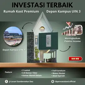 dijual rumah kos 6 kamar persiss depan kampus uin