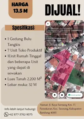 Di jual tanah beserta bangunnanya