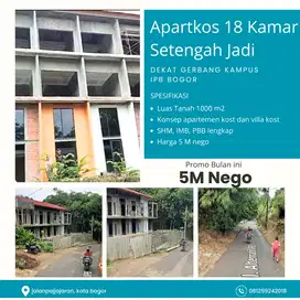 Kosan Selangkah ke Kampus IPB Bogor Setengah Jadi, SHM dan IMB Lengkap