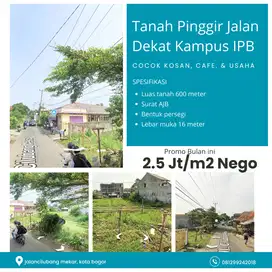 Tanah Pinggir Jalan Kota Bogor Dekat Kampus IPB Dan Wisata Danau