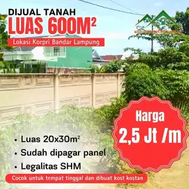 Dijual Tanah 600meter di Korpri Bandar Lampung