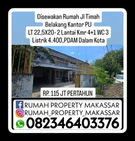 Disewakan Rumah Jl Timah Belakang Kantor PU LT 22,5X20- 2 Lantai Kamar